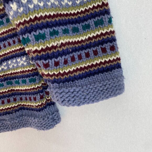 INVISIBLE WORLD Cardigan Mens Adult S Wool Chunky Nordic Striped Full Zip Blue - Picture 7 of 13